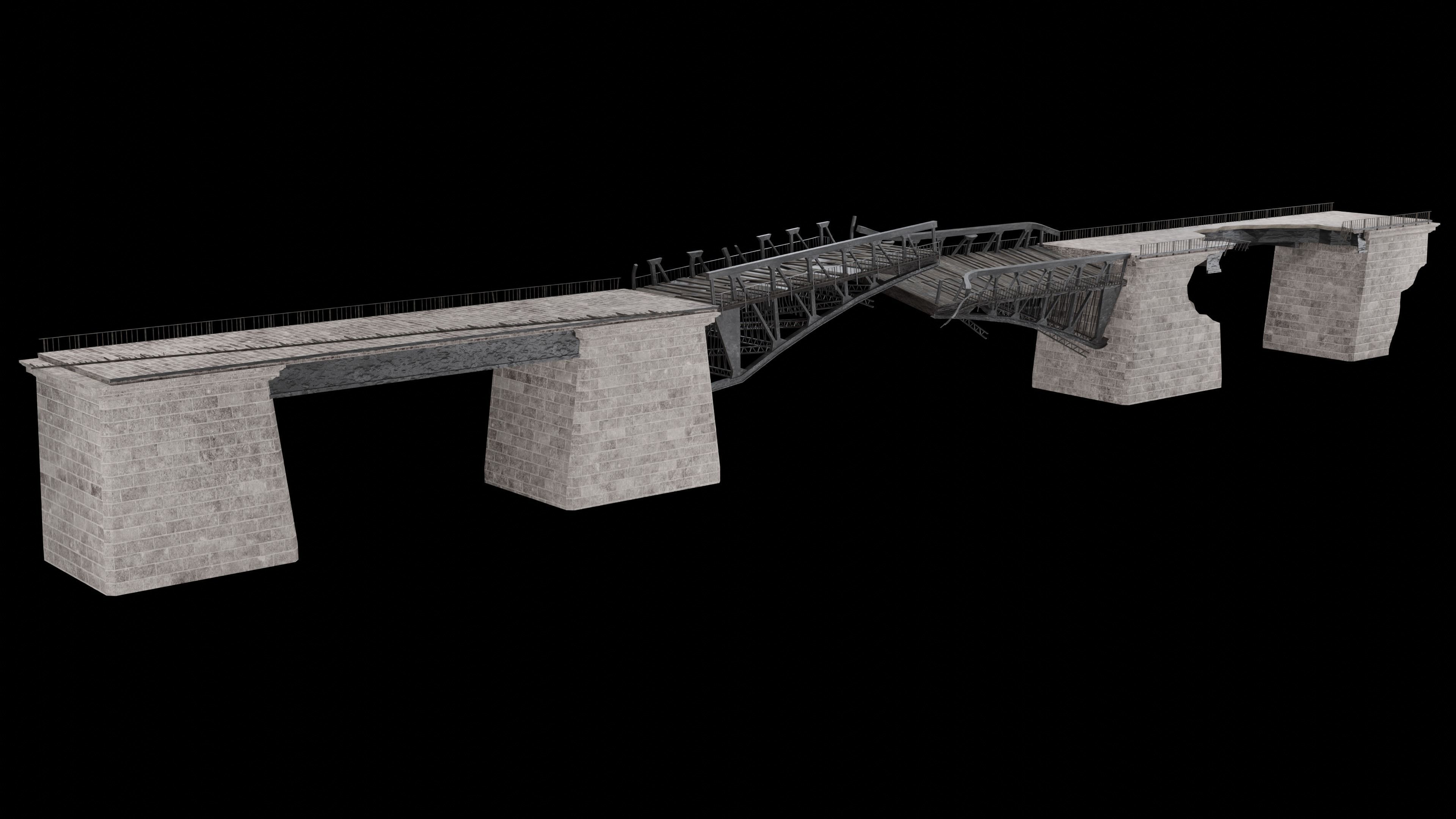 POST APO STEEL METAL BRIDGE PLATFORM BASCULE COLLECTION Low-poly 3D model_17