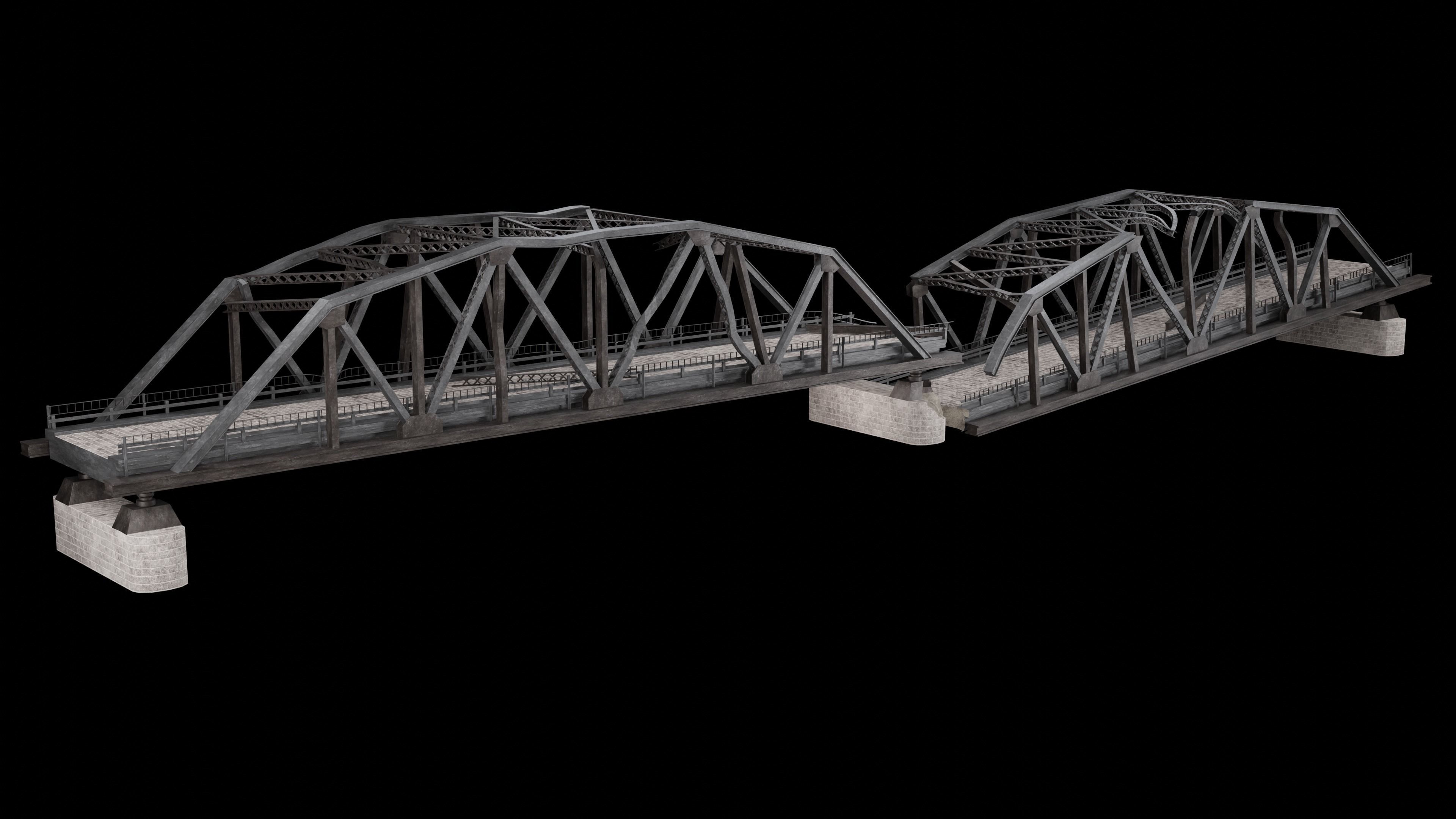 POST APO STEEL METAL BRIDGE PLATFORM BASCULE COLLECTION Low-poly 3D model_14