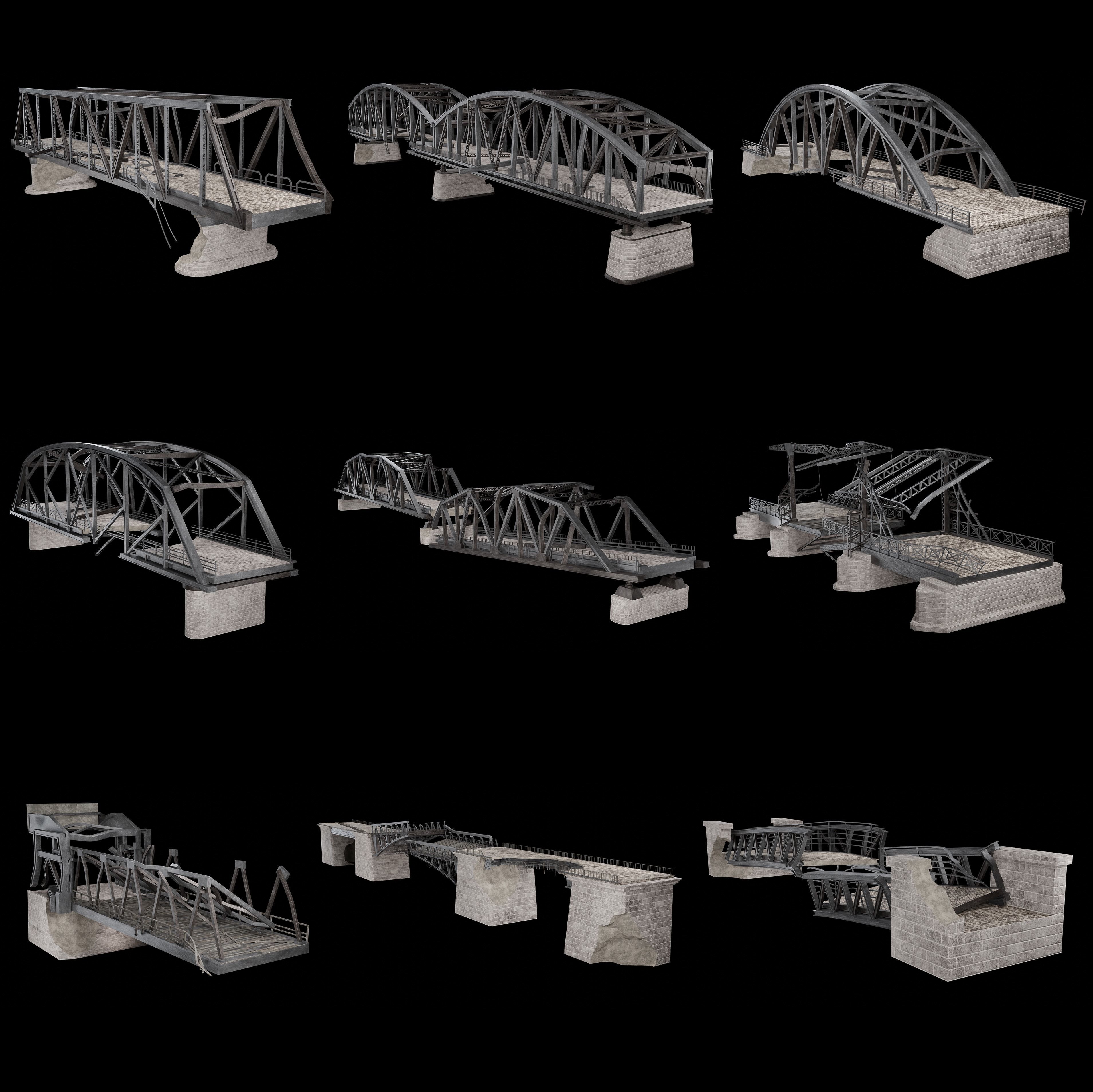 POST APO STEEL METAL BRIDGE PLATFORM BASCULE COLLECTION Low-poly 3D model_37