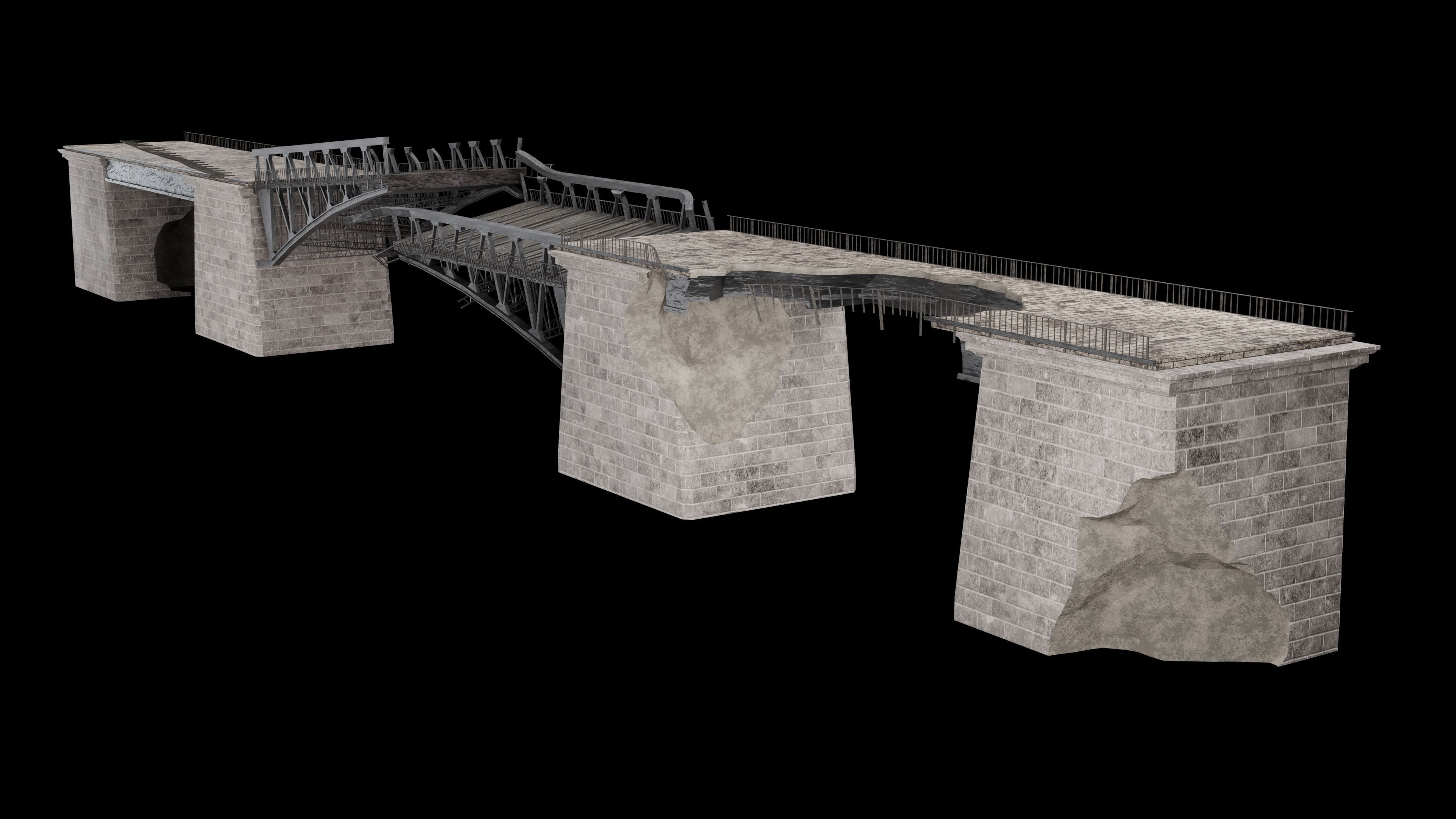 POST APO STEEL METAL BRIDGE PLATFORM BASCULE COLLECTION Low-poly 3D model_8