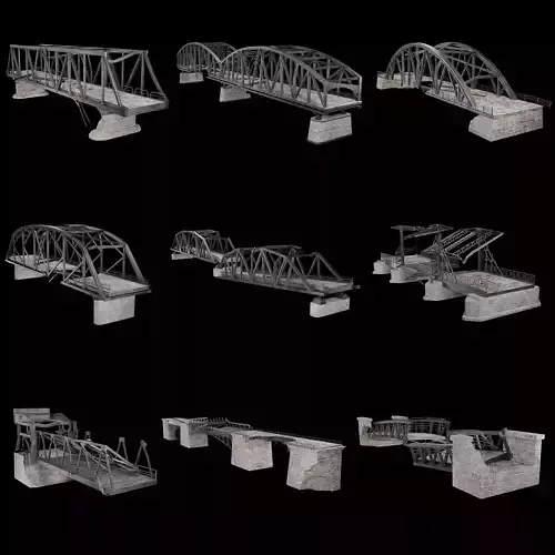 POST APO STEEL METAL BRIDGE PLATFORM BASCULE COLLECTION Low-poly 3D model