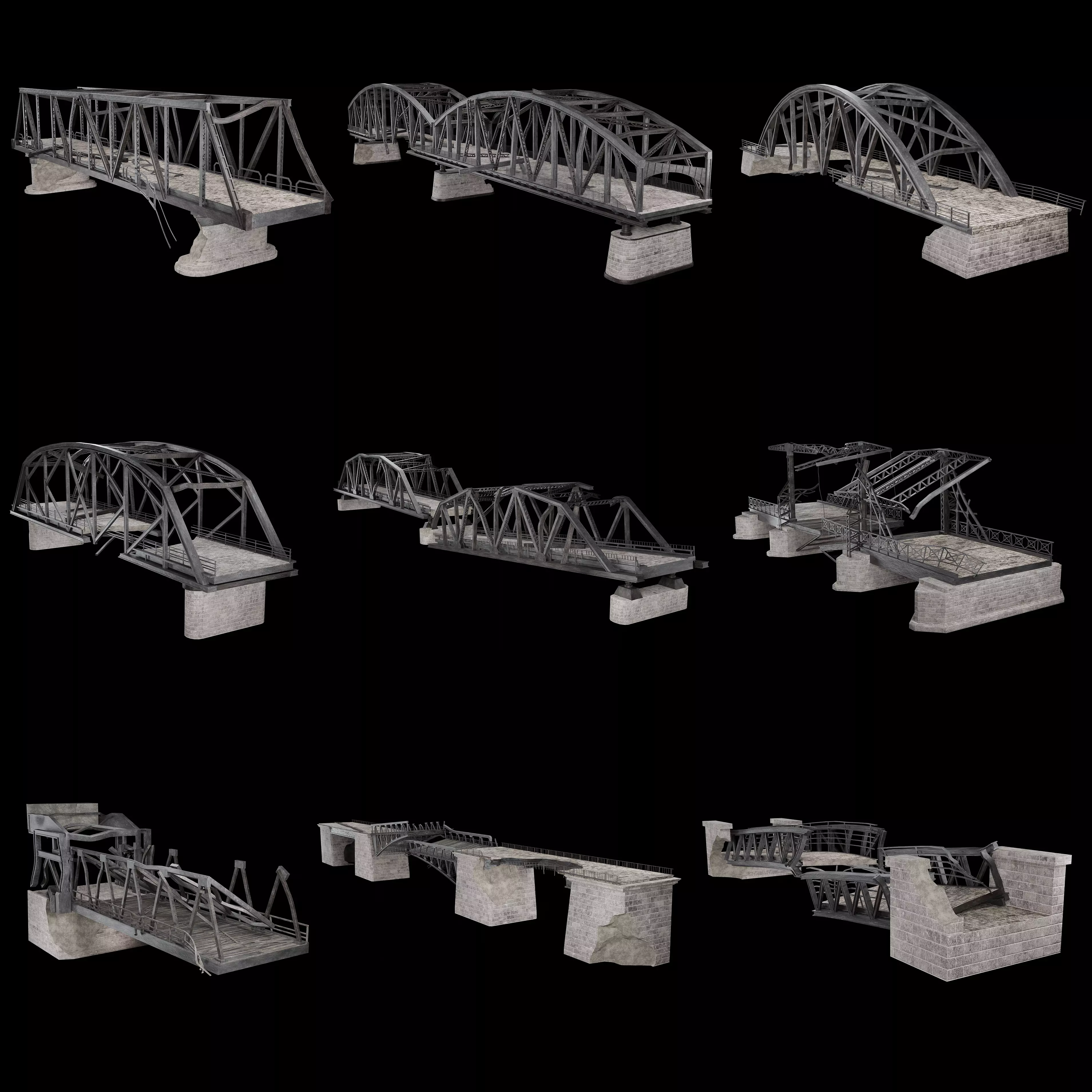 POST APO STEEL METAL BRIDGE PLATFORM BASCULE COLLECTION Low-poly 3D model_0
