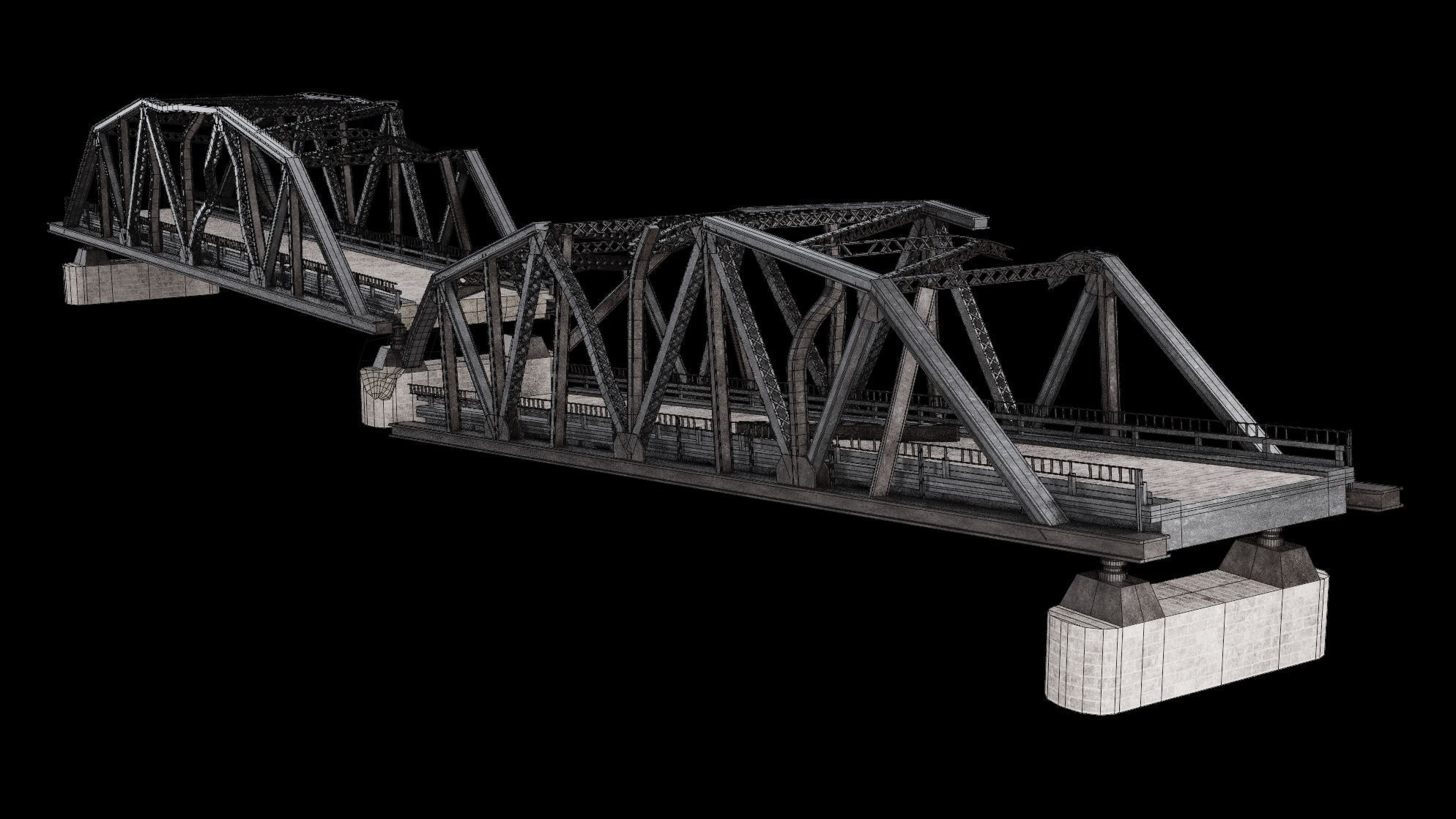 POST APO STEEL METAL BRIDGE PLATFORM BASCULE COLLECTION Low-poly 3D model_32