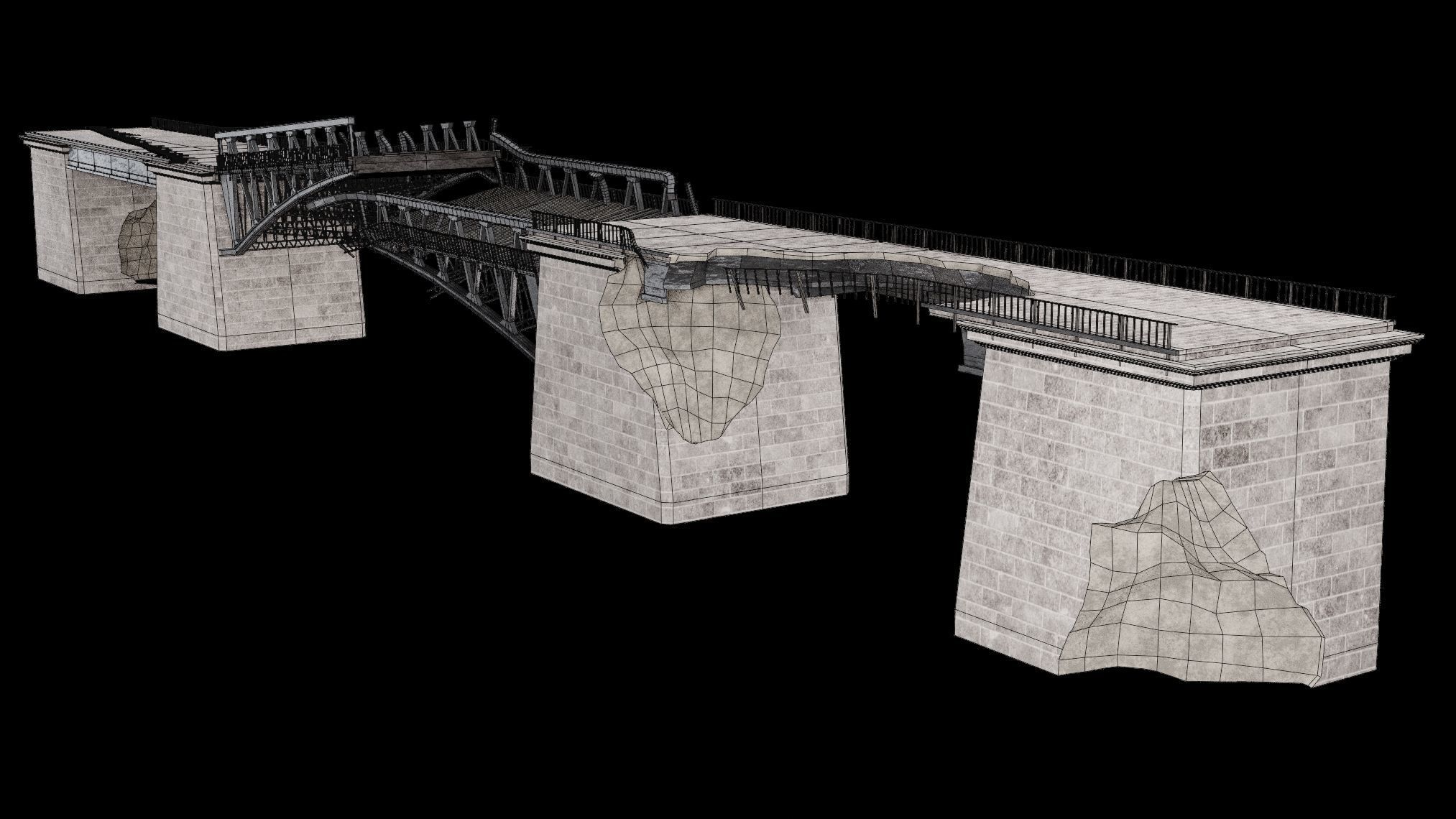 POST APO STEEL METAL BRIDGE PLATFORM BASCULE COLLECTION Low-poly 3D model_35
