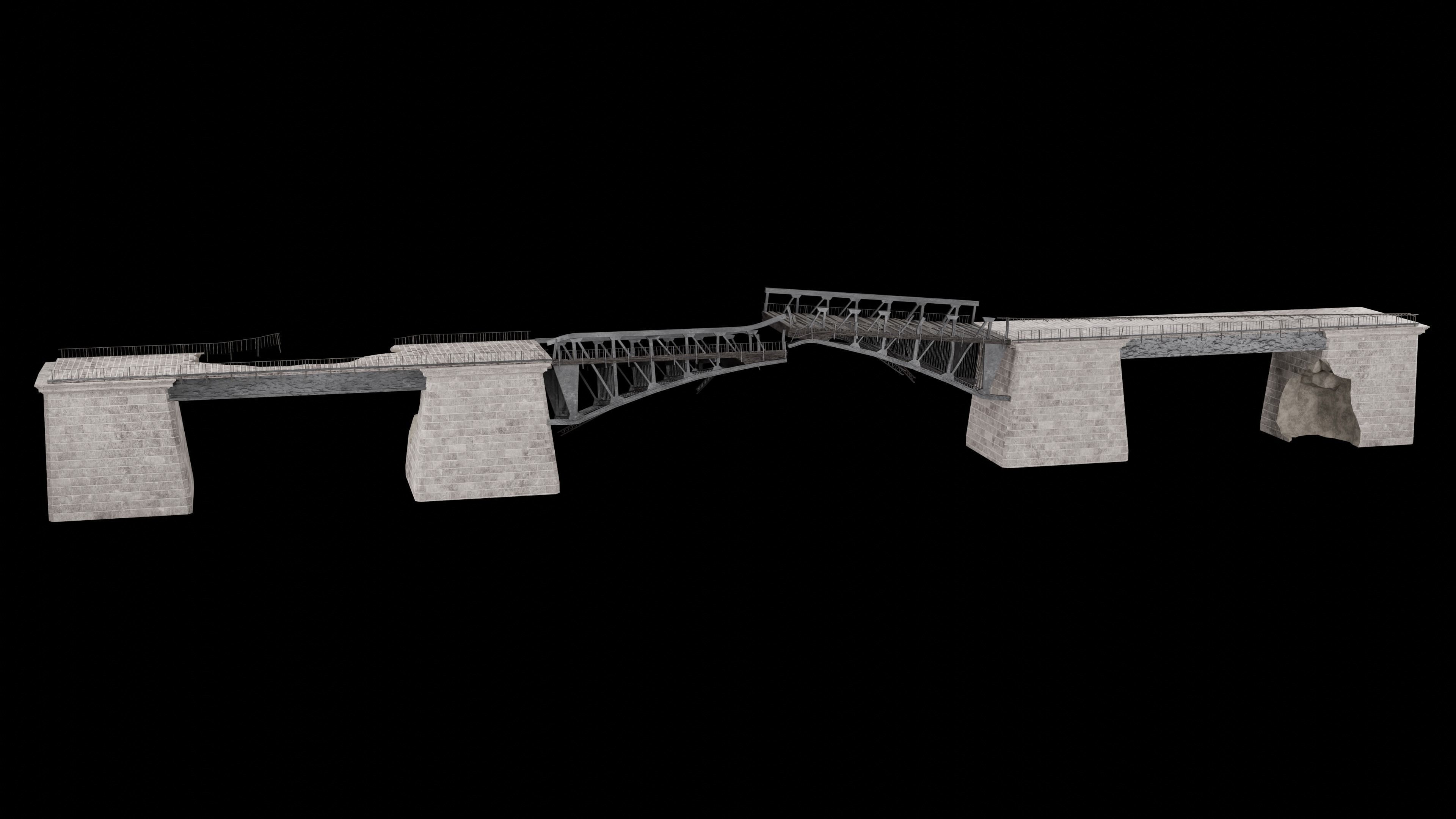 POST APO STEEL METAL BRIDGE PLATFORM BASCULE COLLECTION Low-poly 3D model_26