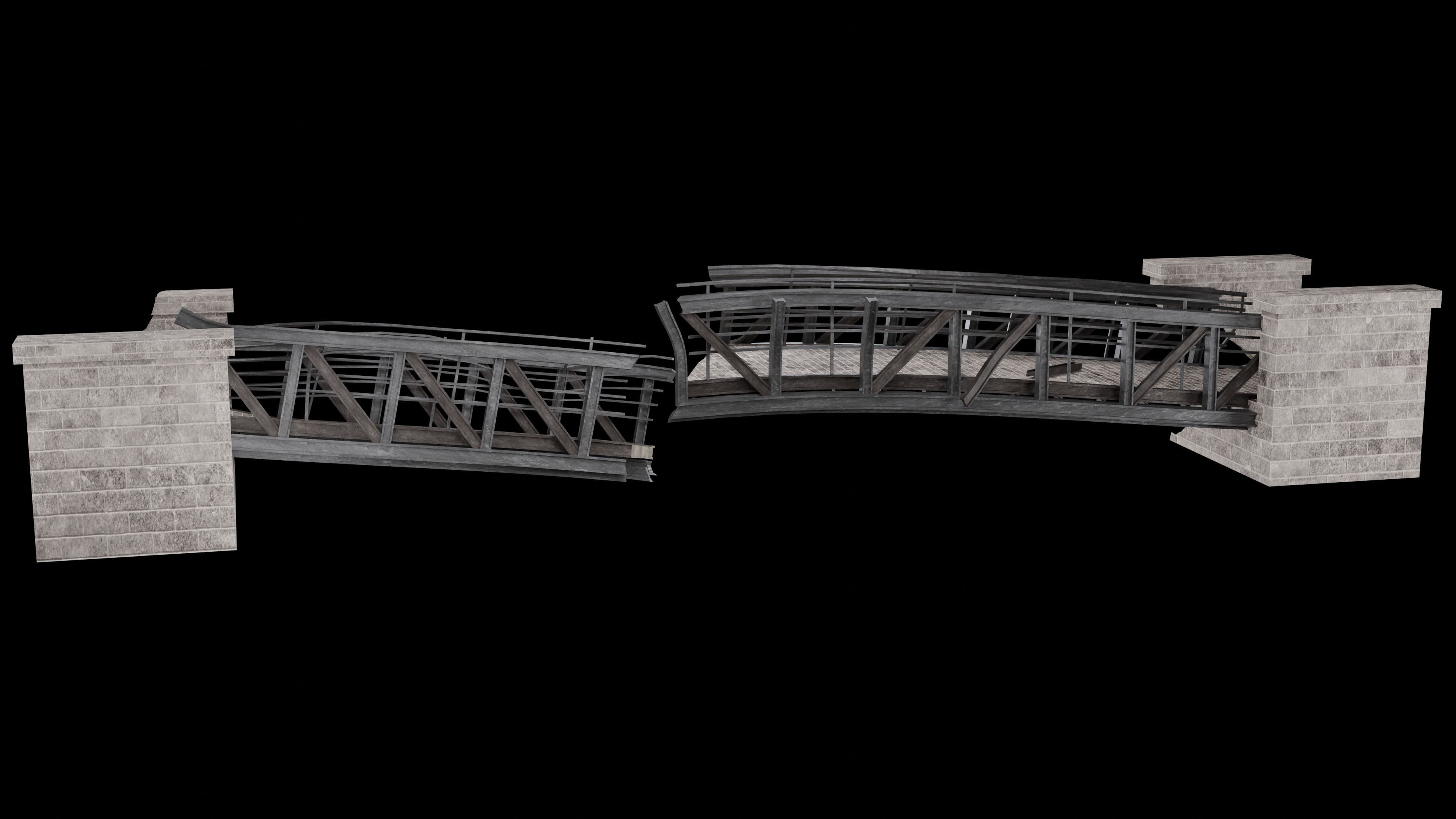 POST APO STEEL METAL BRIDGE PLATFORM BASCULE COLLECTION Low-poly 3D model_27