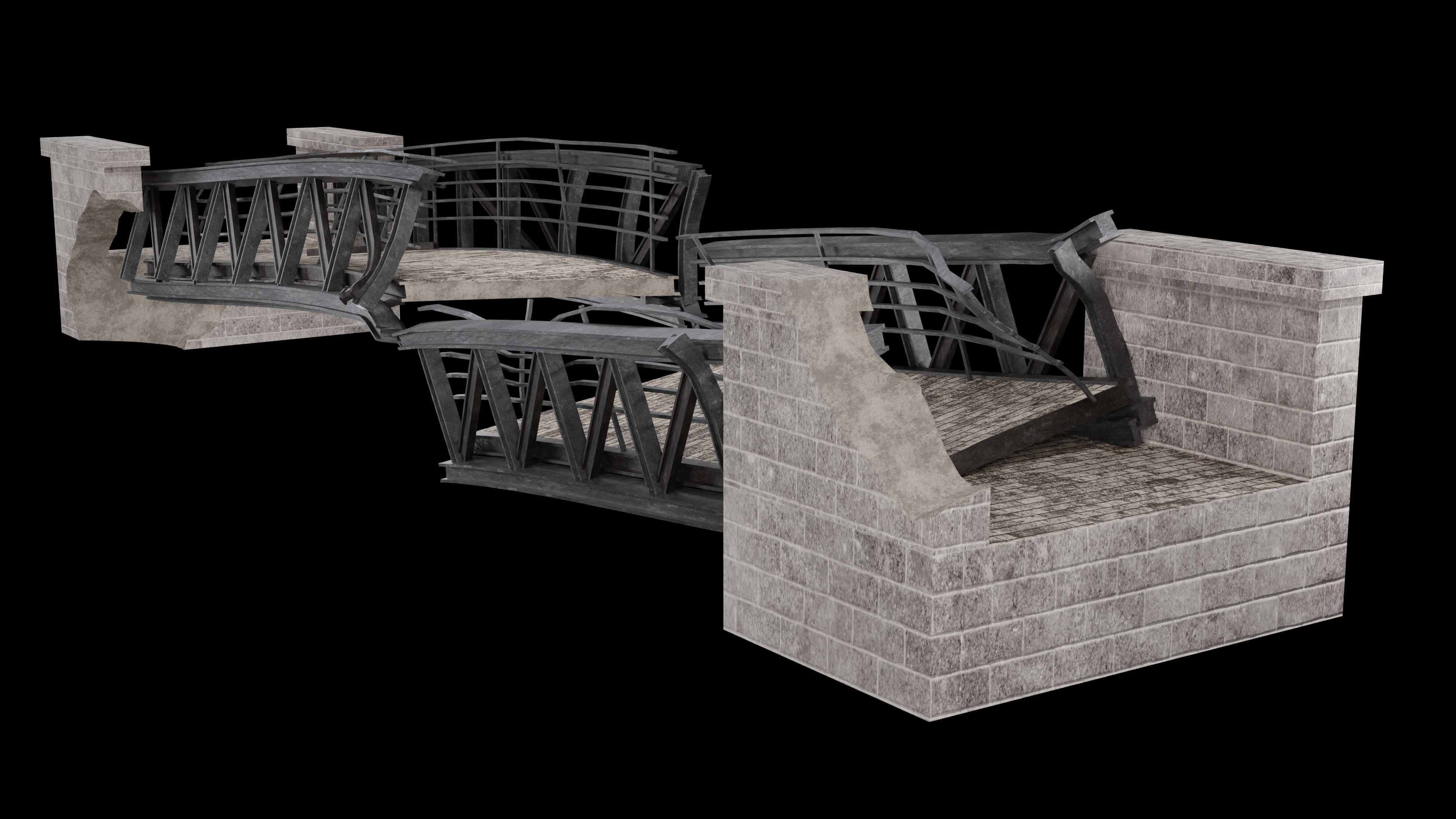 POST APO STEEL METAL BRIDGE PLATFORM BASCULE COLLECTION Low-poly 3D model_9
