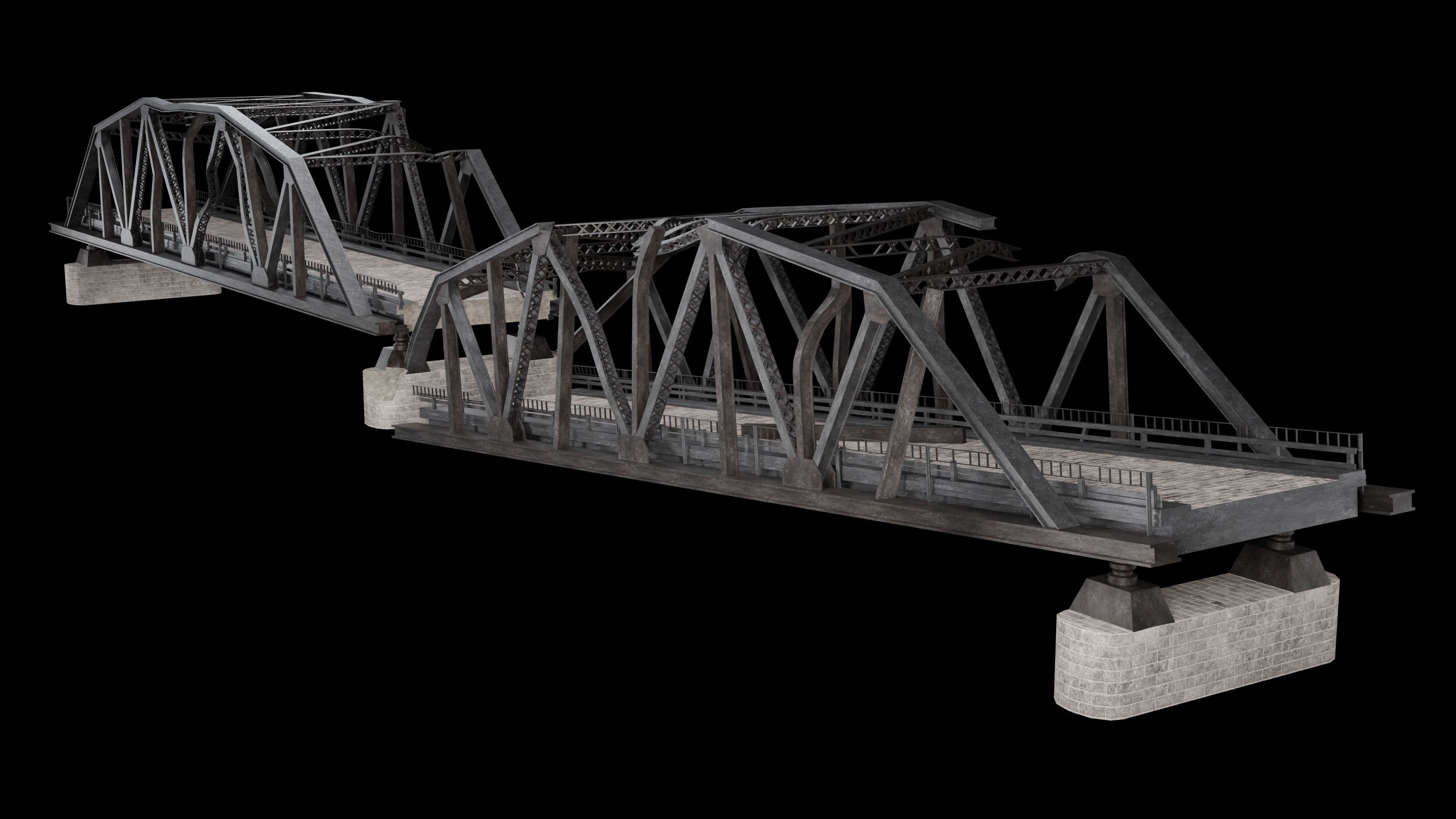 POST APO STEEL METAL BRIDGE PLATFORM BASCULE COLLECTION Low-poly 3D model_5