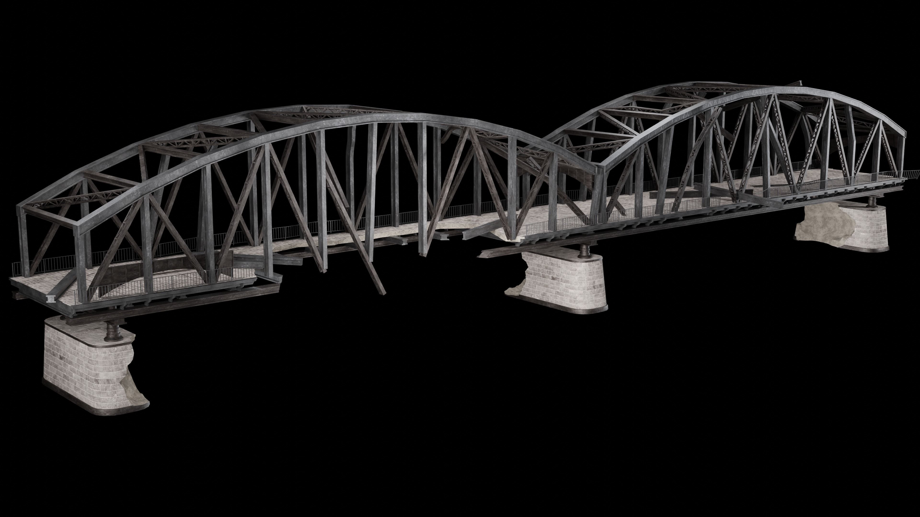 POST APO STEEL METAL BRIDGE PLATFORM BASCULE COLLECTION Low-poly 3D model_11
