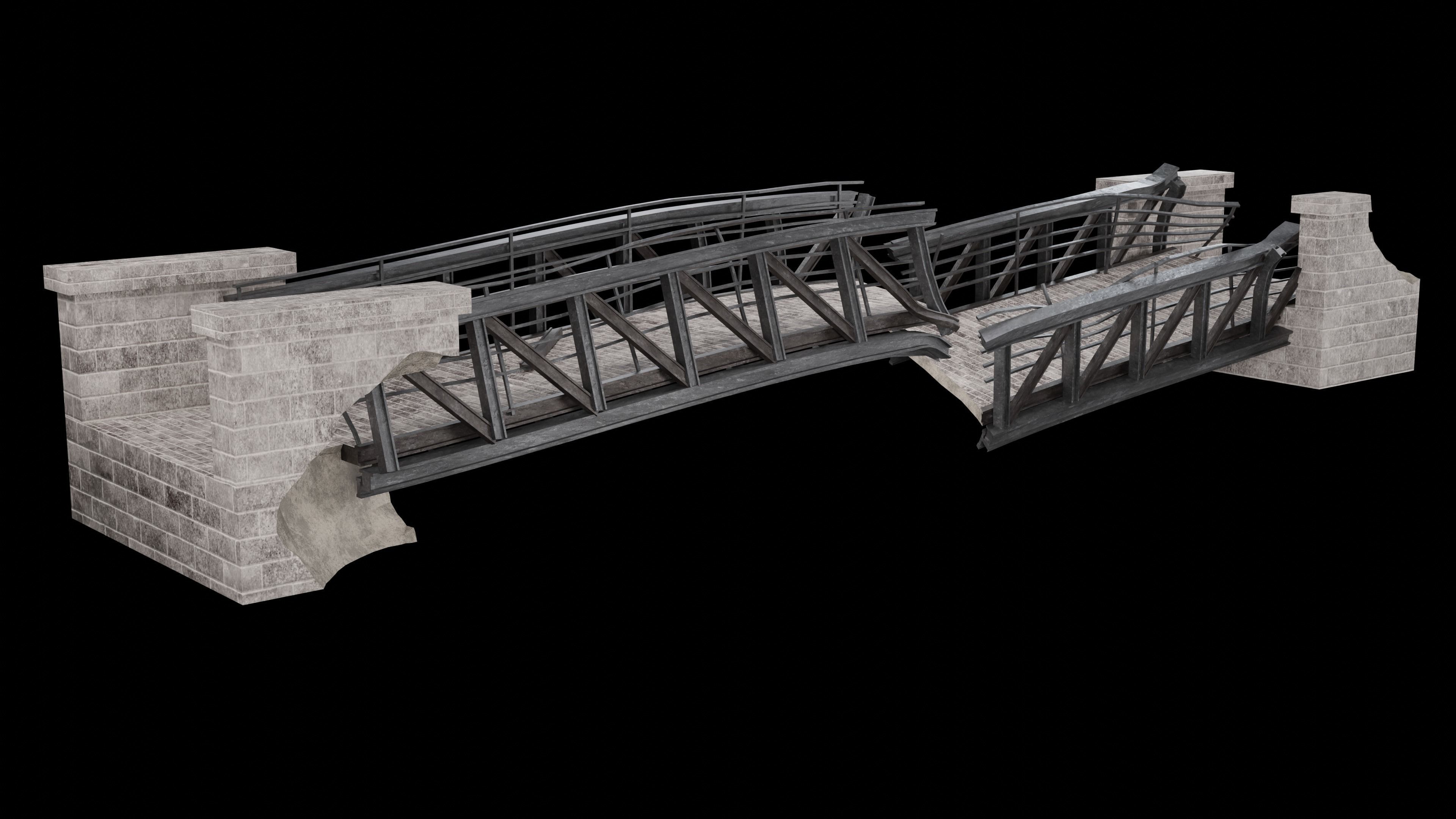 POST APO STEEL METAL BRIDGE PLATFORM BASCULE COLLECTION Low-poly 3D model_18