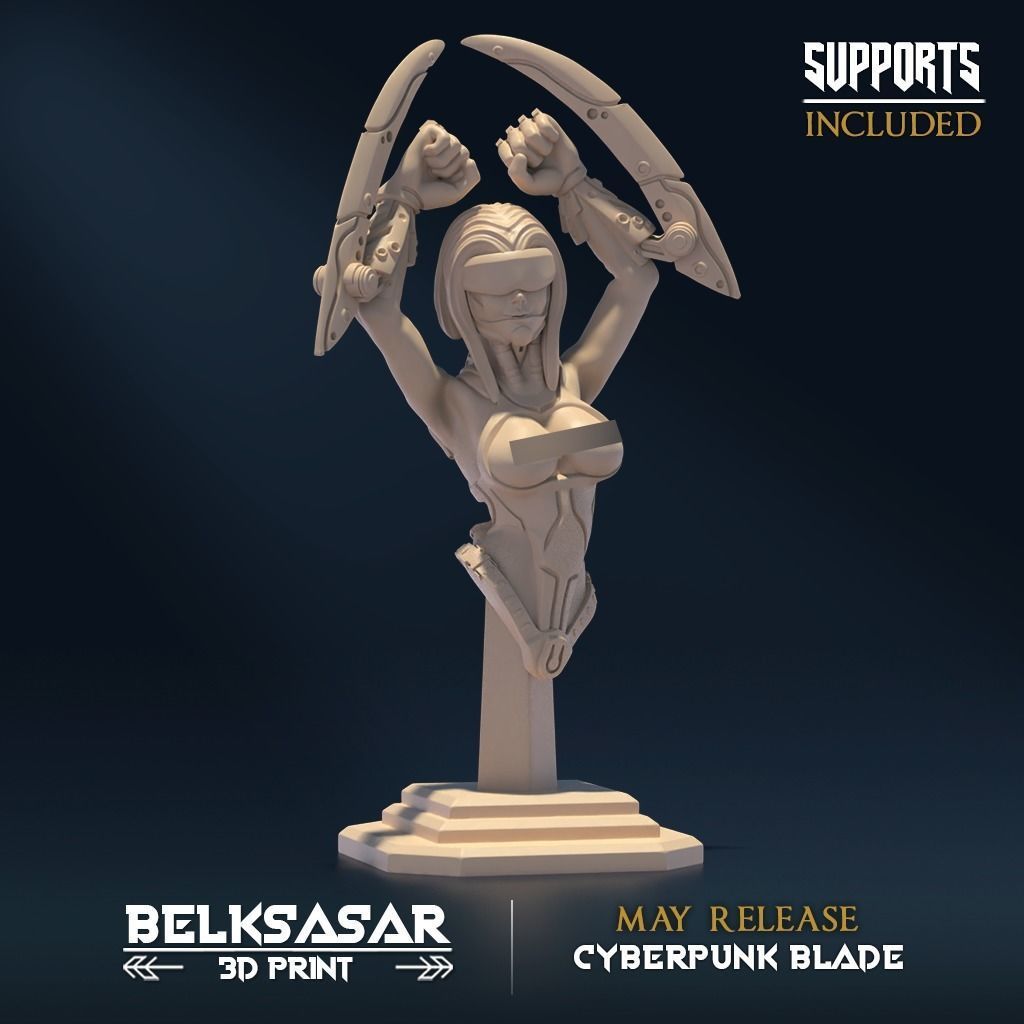 Cyberpunk Bust Topless and Normal 3D print model_1