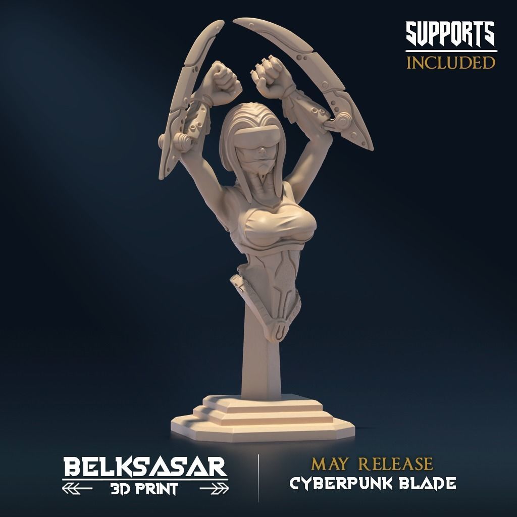 Cyberpunk Bust Topless and Normal 3D print model_2