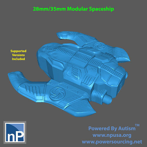 Modular Spaceship for Tabletop Wargames Free 3D print model