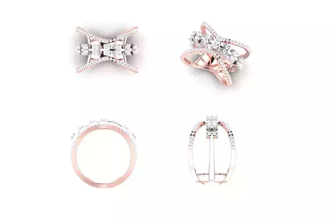 Rose Gold Women Diamond Ring 3D print model