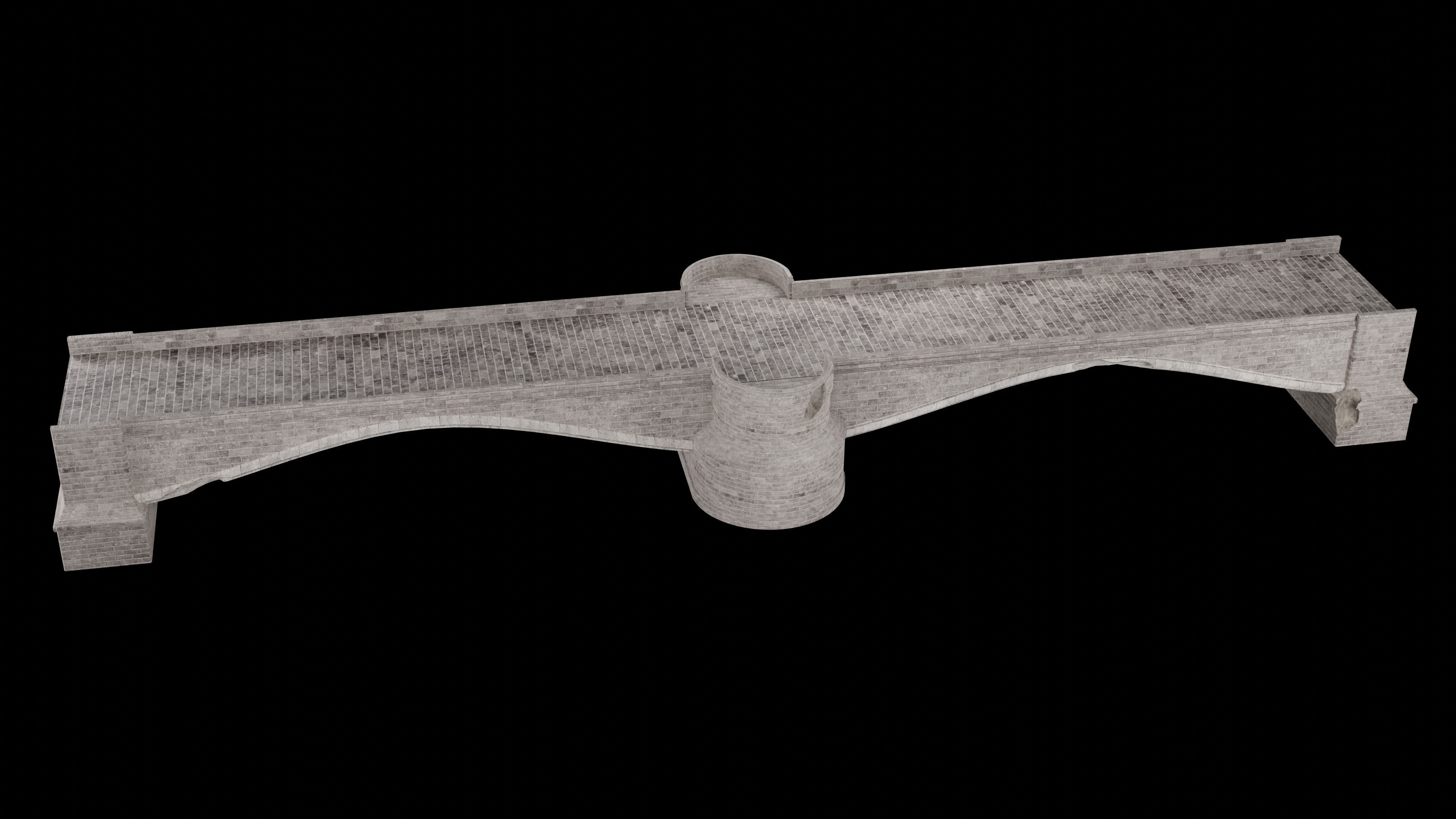 ROMAN BRIDGE GREEK ANCIENT ROAD RAIL OLD STONE COLLECTION Low-poly 3D model_25