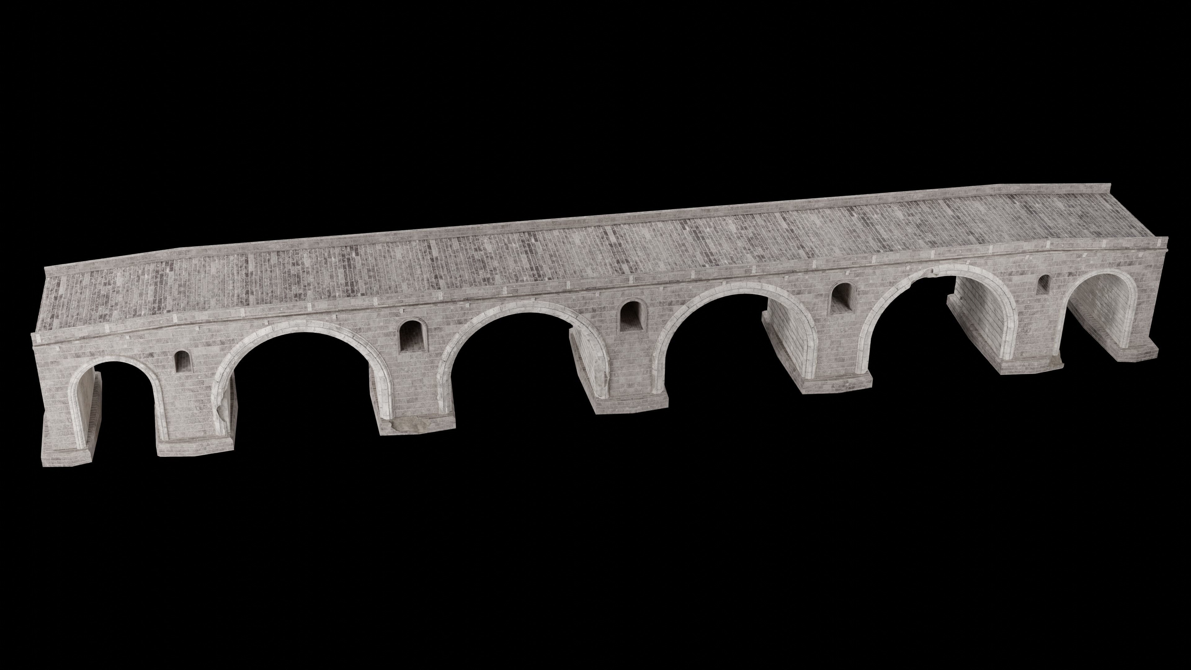 ROMAN BRIDGE GREEK ANCIENT ROAD RAIL OLD STONE COLLECTION Low-poly 3D model_26