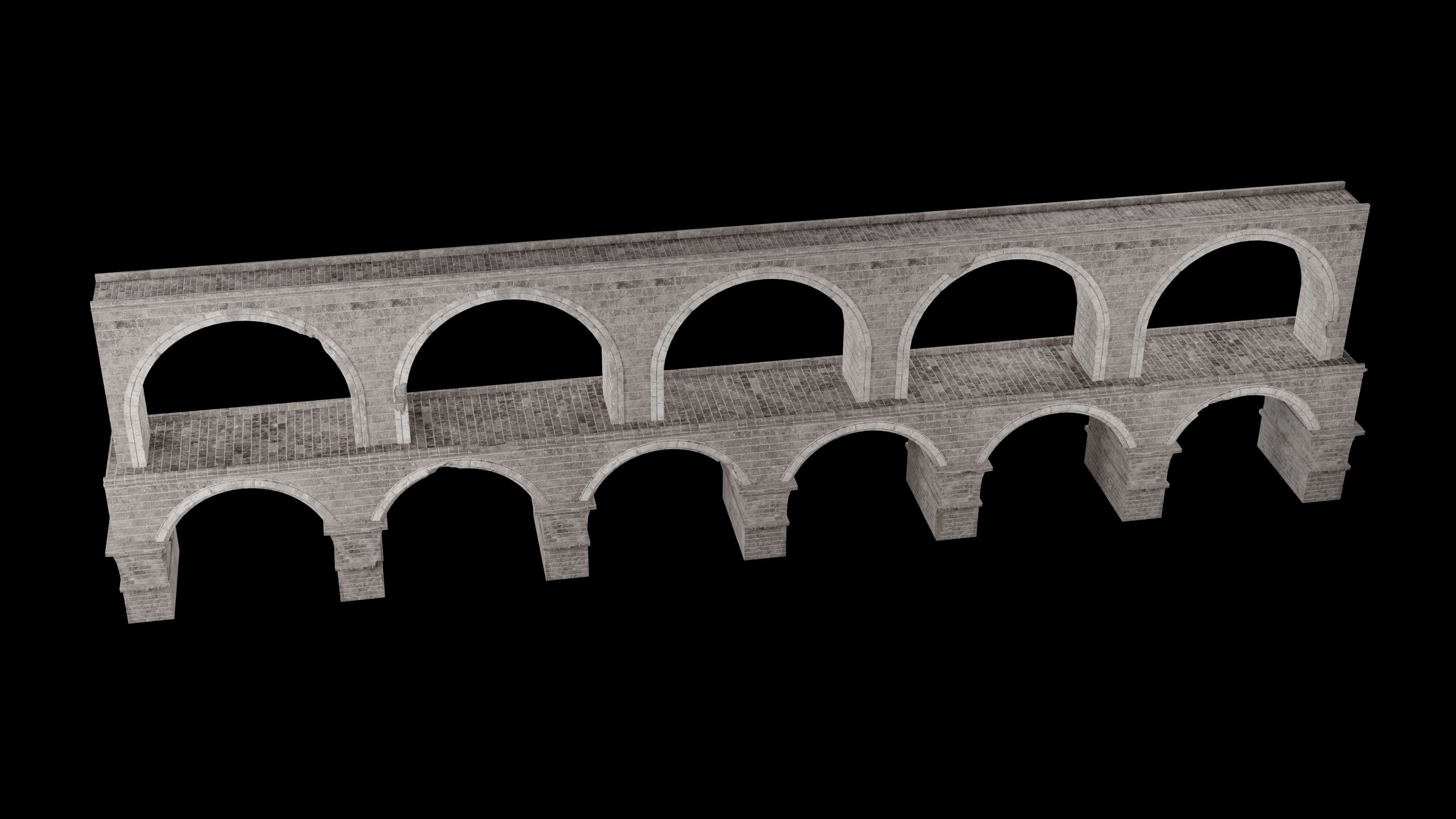 ROMAN BRIDGE GREEK ANCIENT ROAD RAIL OLD STONE COLLECTION Low-poly 3D model_22