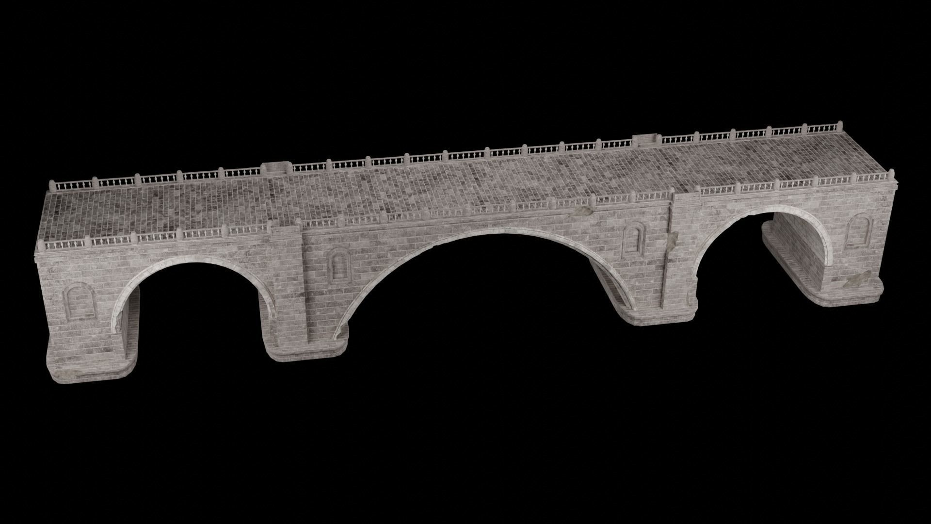 ROMAN BRIDGE GREEK ANCIENT ROAD RAIL OLD STONE COLLECTION Low-poly 3D model_20