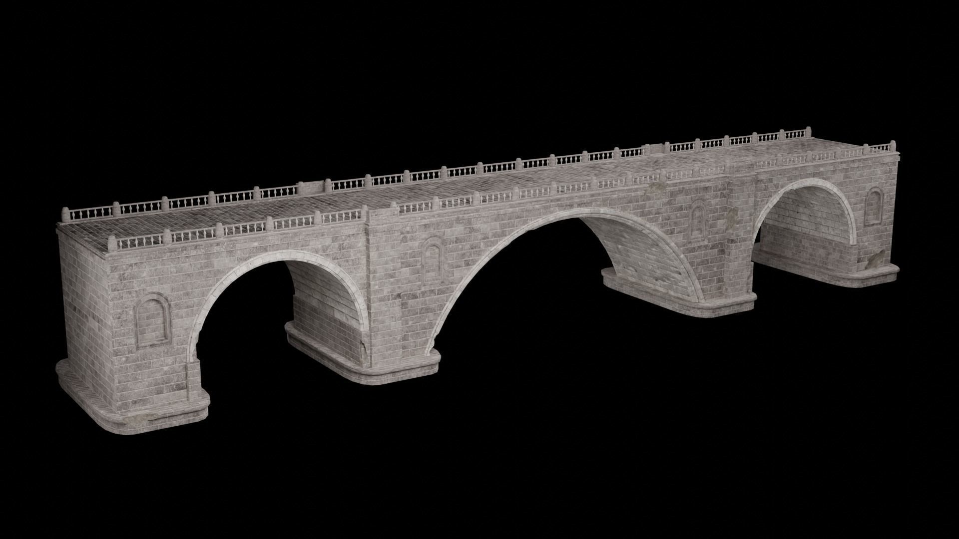 ROMAN BRIDGE GREEK ANCIENT ROAD RAIL OLD STONE COLLECTION Low-poly 3D model_11