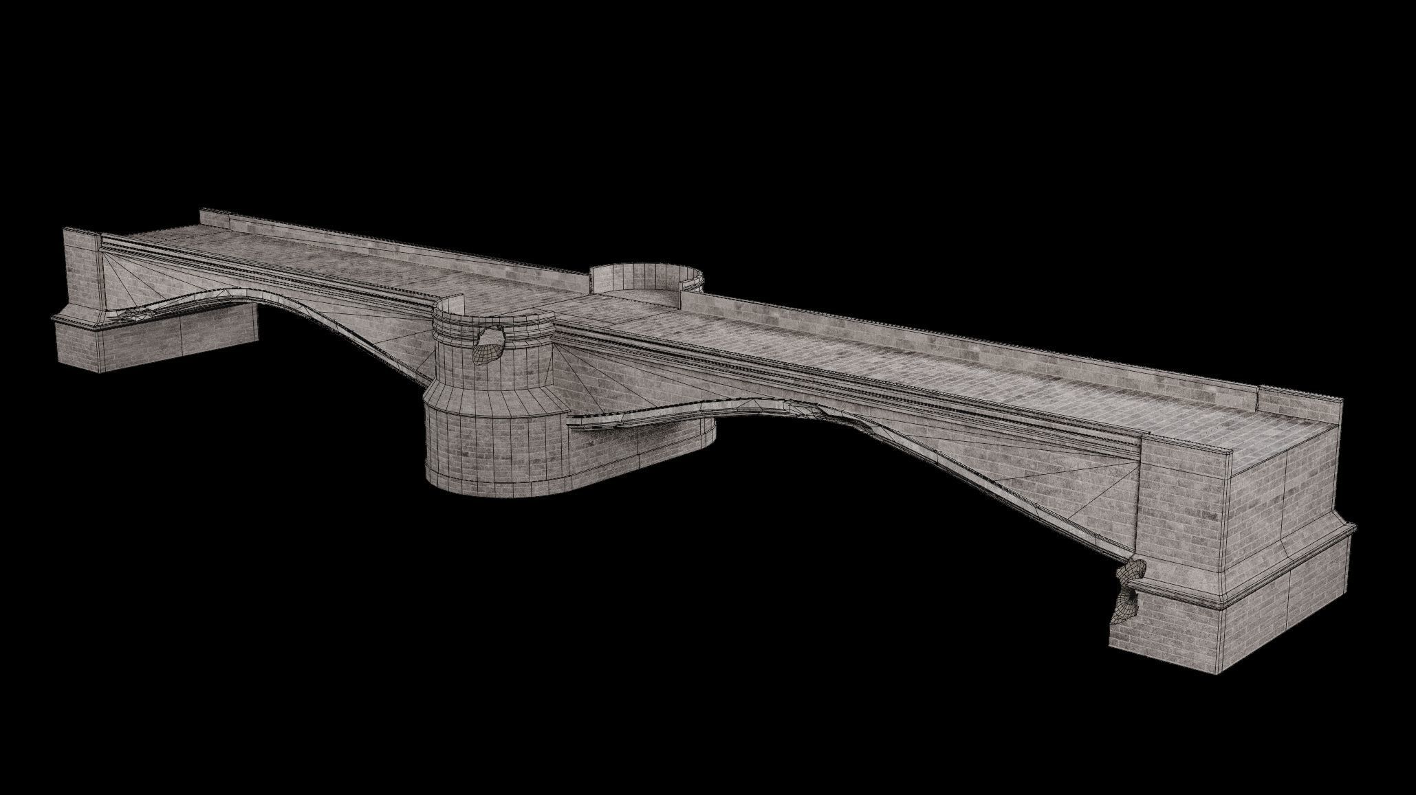 ROMAN BRIDGE GREEK ANCIENT ROAD RAIL OLD STONE COLLECTION Low-poly 3D model_34