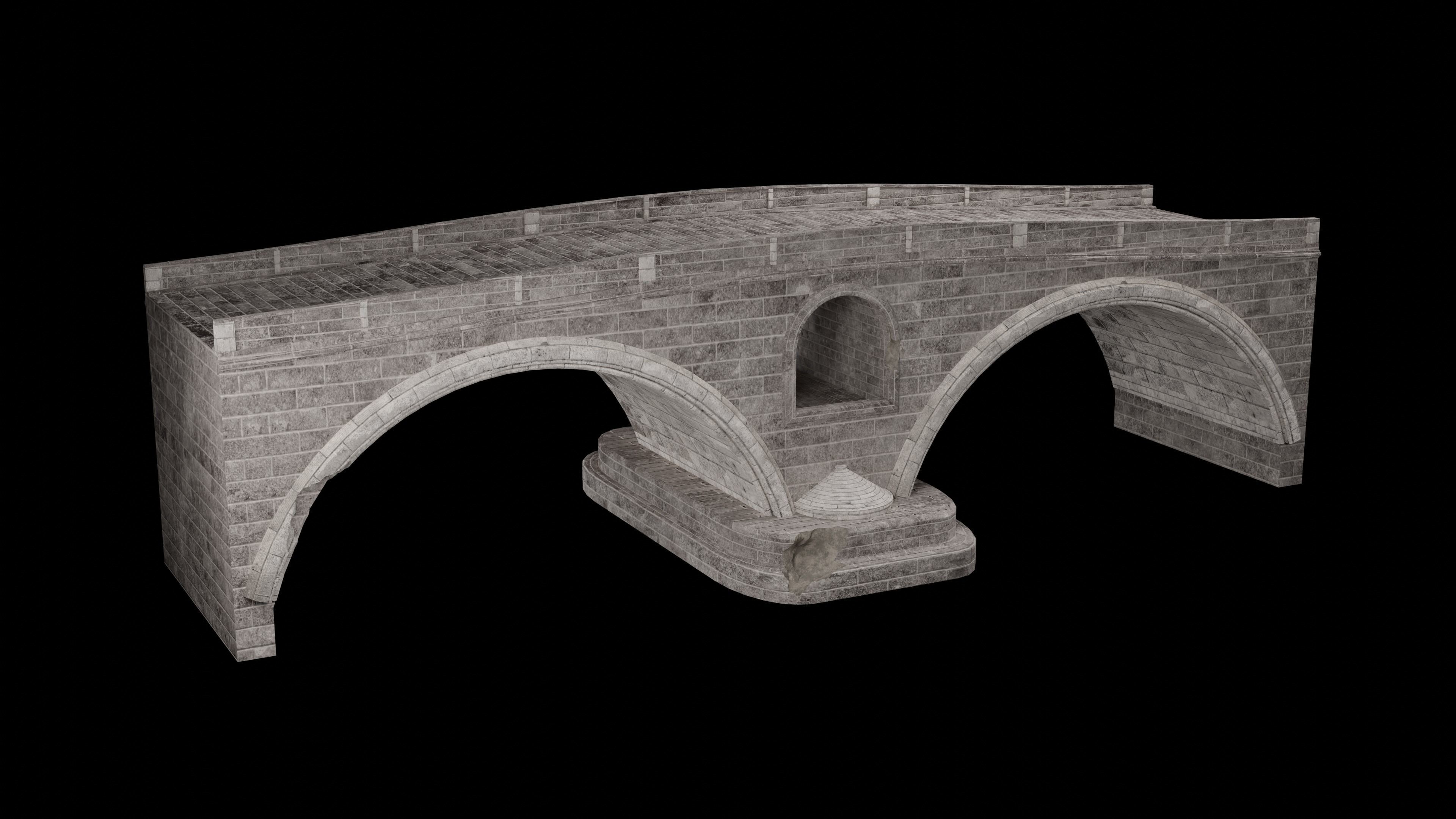 ROMAN BRIDGE GREEK ANCIENT ROAD RAIL OLD STONE COLLECTION Low-poly 3D model_10