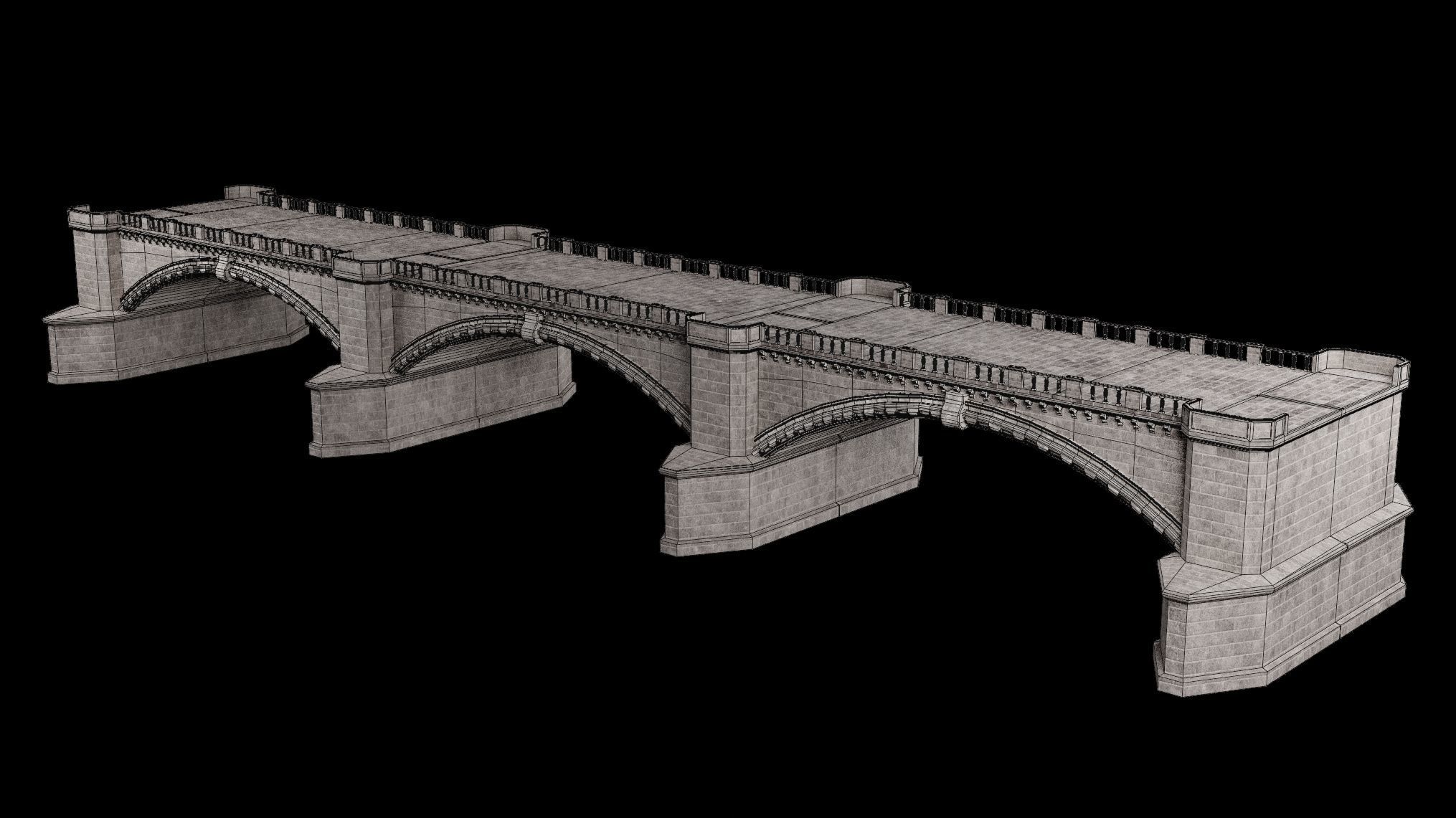 ROMAN BRIDGE GREEK ANCIENT ROAD RAIL OLD STONE COLLECTION Low-poly 3D model_36
