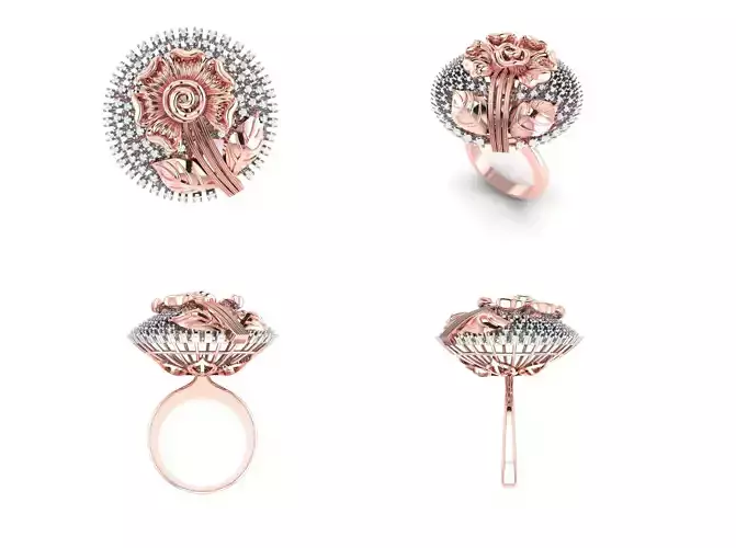 Rose Gold Women Diamond Ring 3D print model