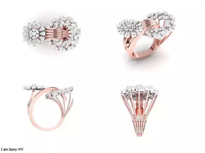Rose Gold Women Diamond Ring 3D print model