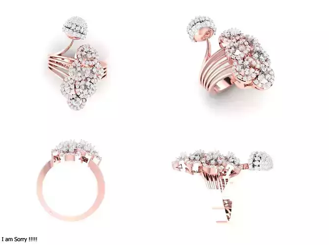 Rose Gold Women Diamond Ring 3D print model 3D print model