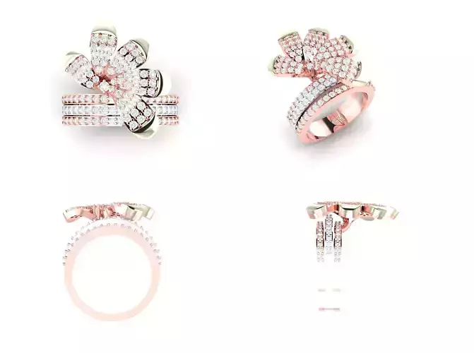Rose Gold Women Diamond Ring 3D print model 3D print model