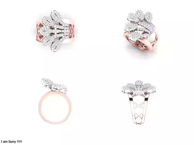 Rose Gold Women Diamond Ring 3D print model 3D print model