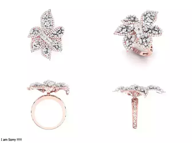 Rose Gold Women Diamond Ring 3D print model 3D print model