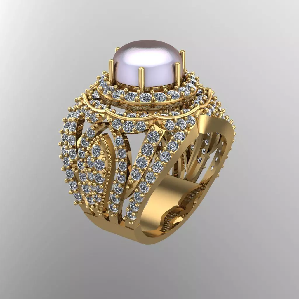 Diamond Pearl Ring Jewellery for Women 3D print model 3D print model