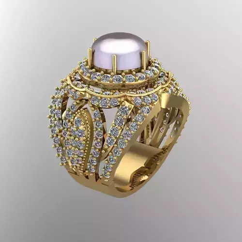 Diamond Pearl Ring Jewellery for Women 3D print model 3D print model