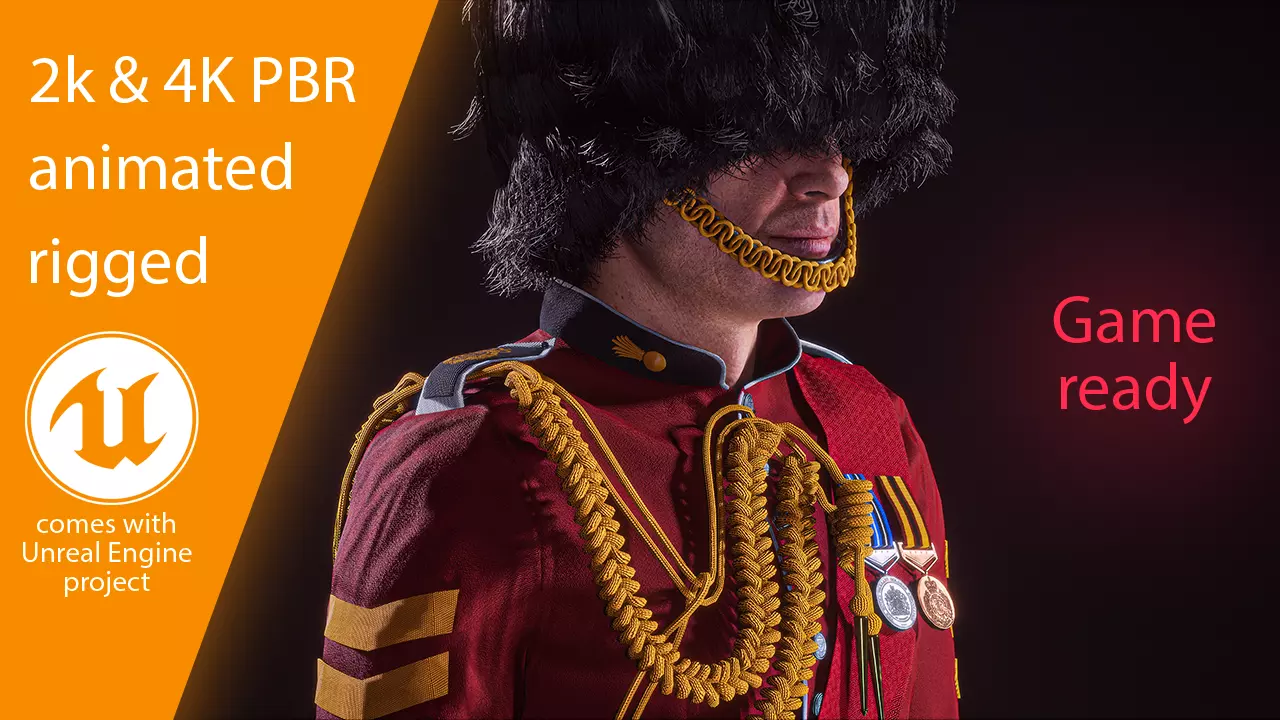 British kings guard Low-poly 3D model_0