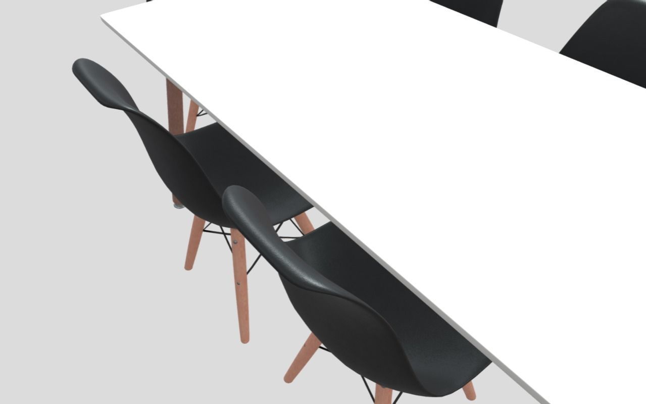 Rectangular Dining Table - Mesa con sillas 3D model_1