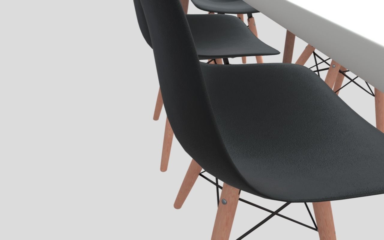 Rectangular Dining Table - Mesa con sillas 3D model_3