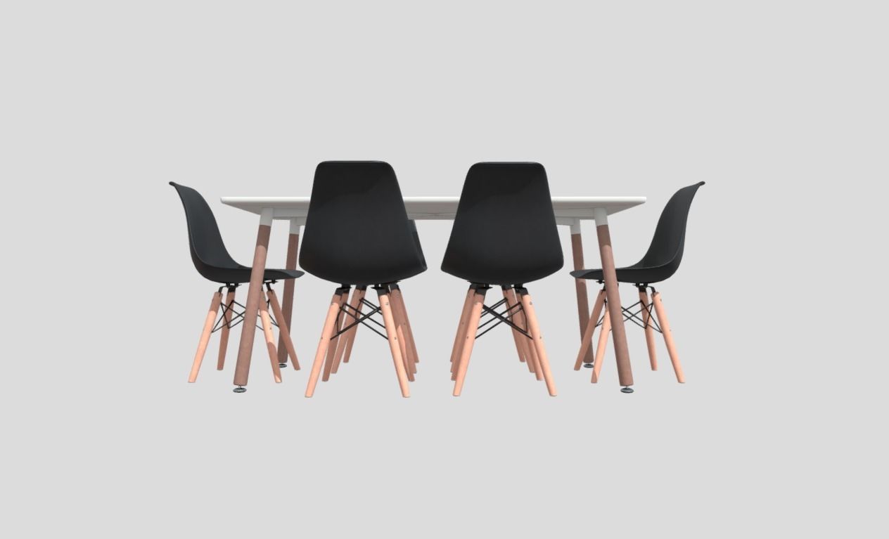 Rectangular Dining Table - Mesa con sillas 3D model_6