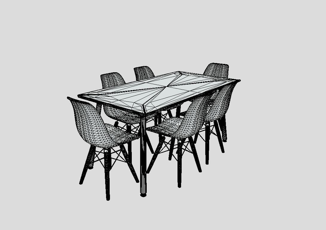Rectangular Dining Table - Mesa con sillas 3D model_8