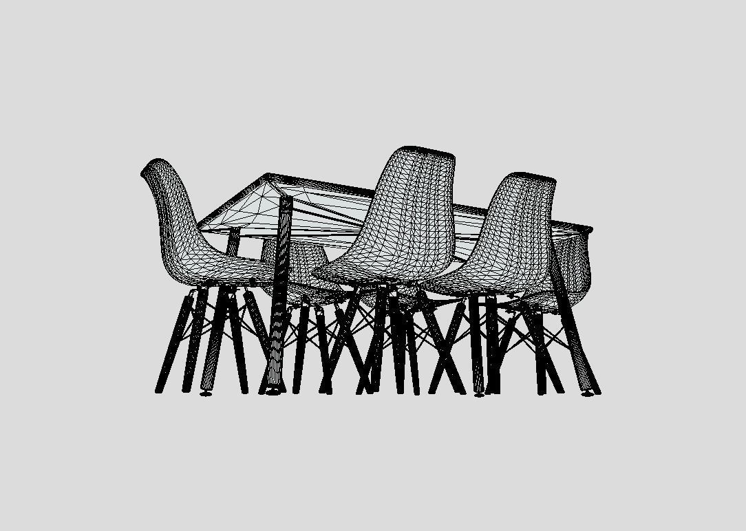 Rectangular Dining Table - Mesa con sillas 3D model_7