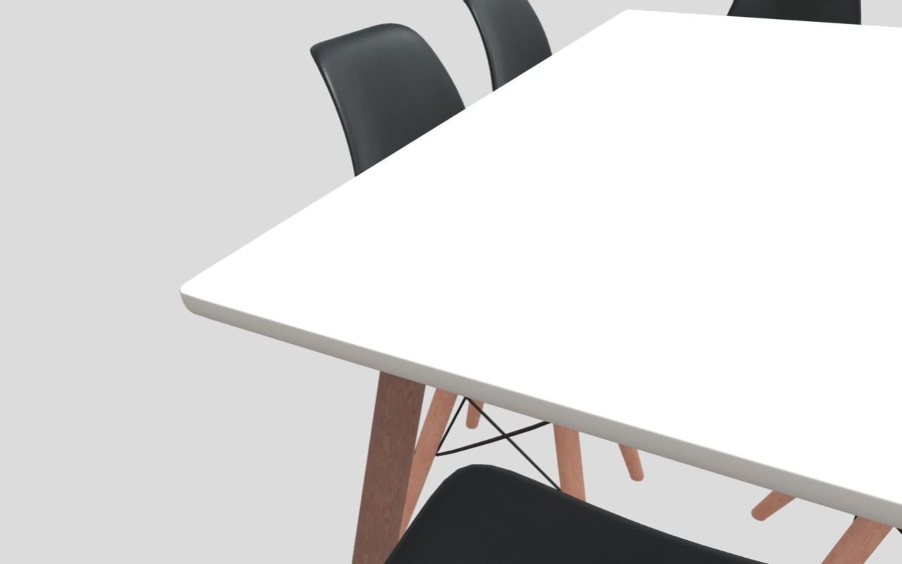 Rectangular Dining Table - Mesa con sillas 3D model_4