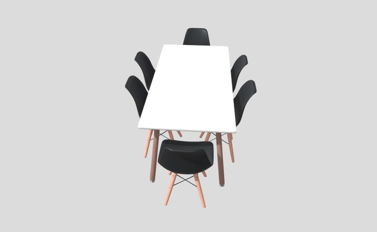 Rectangular Dining Table - Mesa con sillas 3D model_2