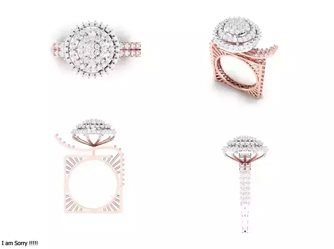 Rose Gold Women Diamond Ring 3D print model 3D print model