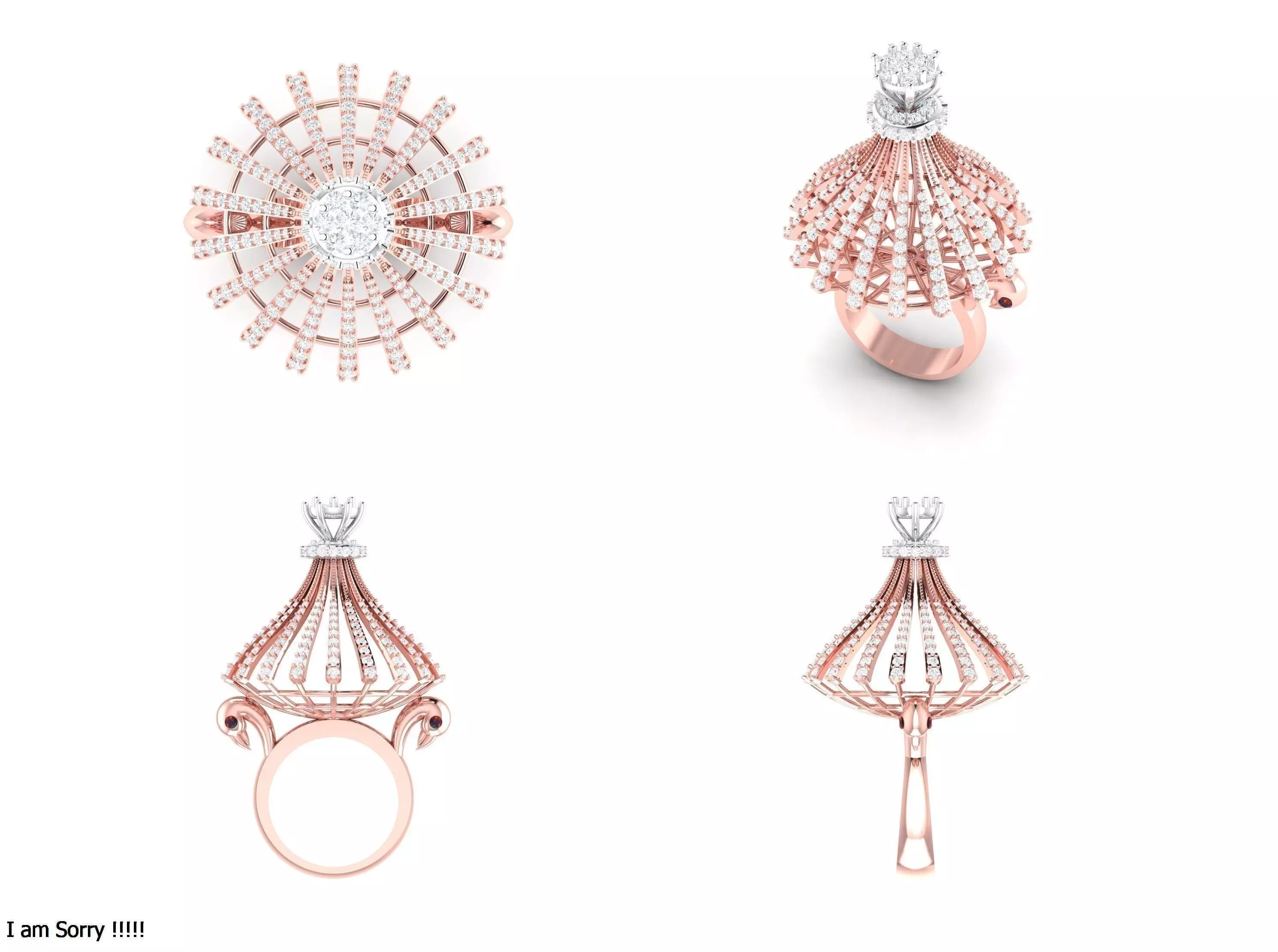Rose Gold Women Diamond Ring 3D print model 3D print model