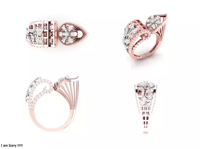 Rose Gold Women Diamond Ring 3D print model 3D print model
