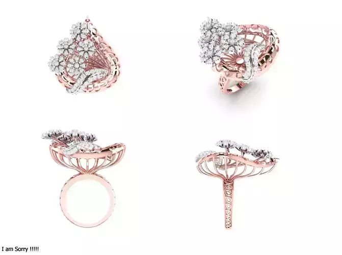 Rose Gold Women Diamond Ring 3D print model 3D print model