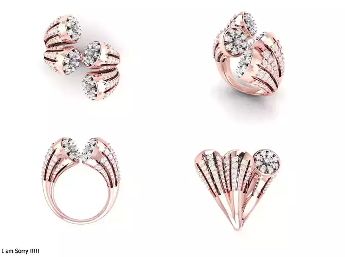 Rose Gold Women Diamond Ring 3D print model 3D print model