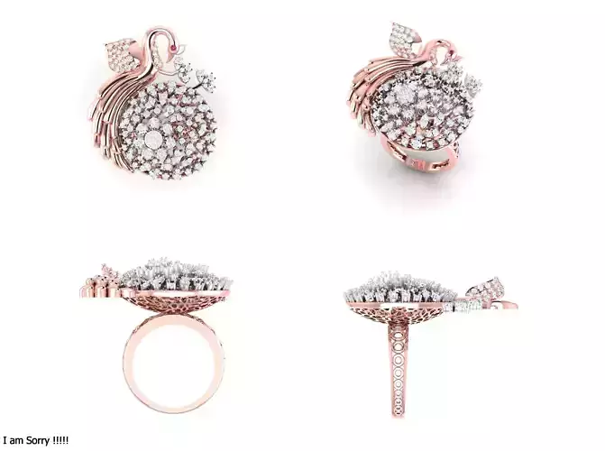Rose Gold Women Diamond Ring 3D print model 3D print model