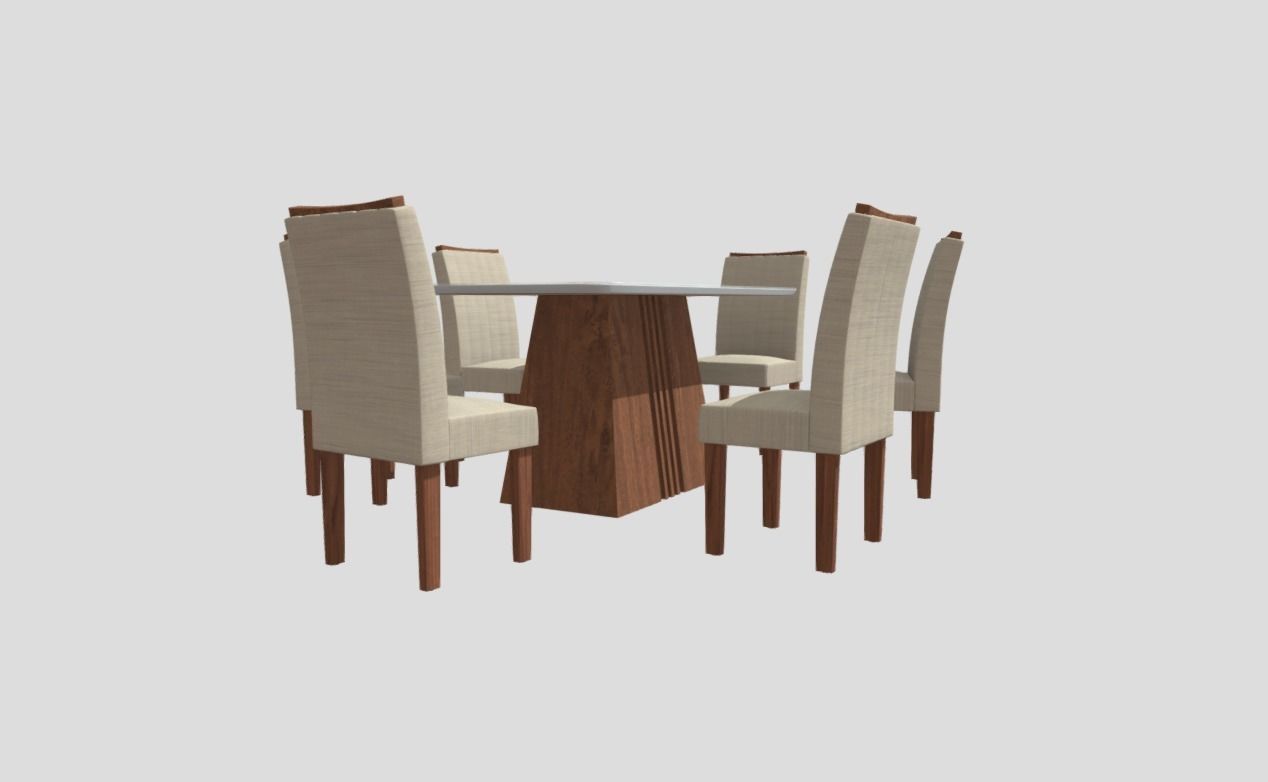 Dining table and Set 6 Chairs - Mesa con sillas 3D model_3