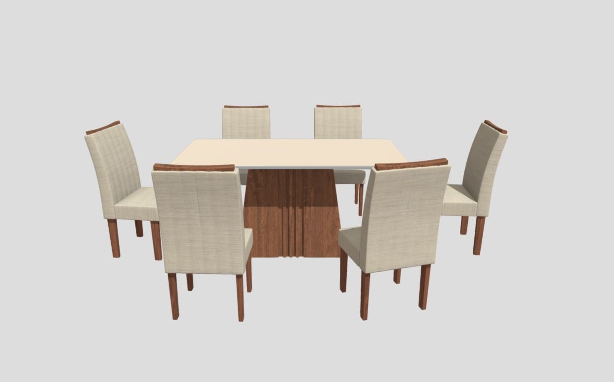 Dining table and Set 6 Chairs - Mesa con sillas 3D model_1